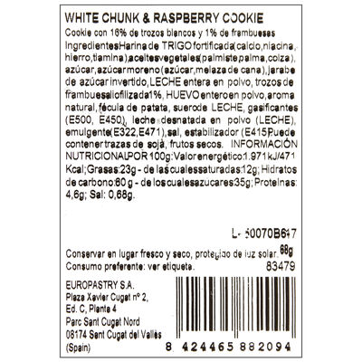 Cookies Ruth`s 68g White Chunk&Rasperry