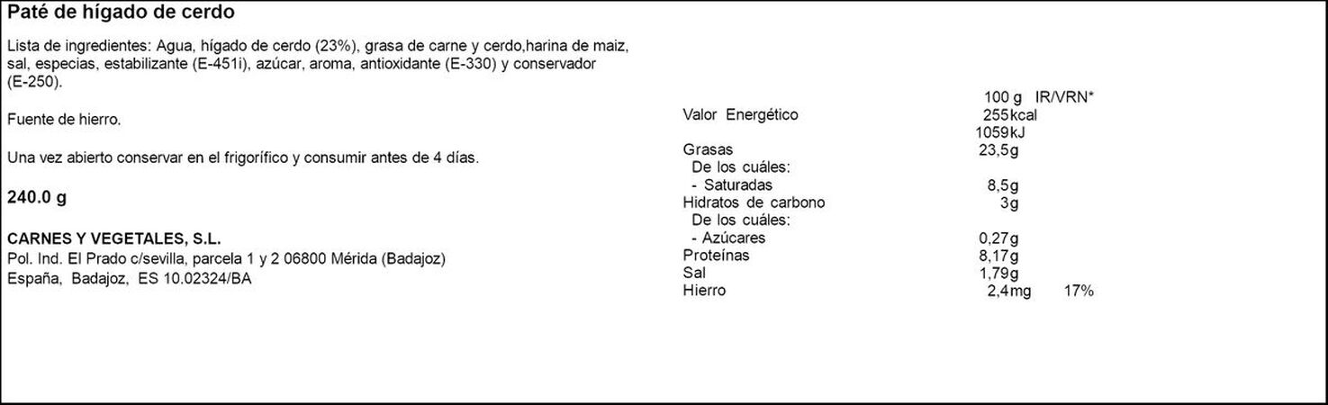 Paté de hígado de cerdo con textura suave Apis pack 3uds