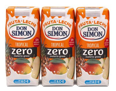 Fruta con leche sin azúcar añadido tropical Don Simon Pack 3