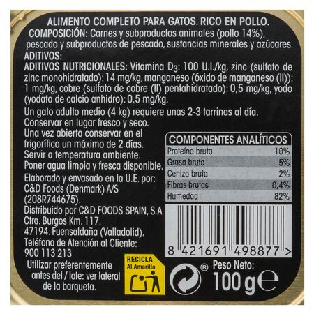 Comida húmeda gato Meque tarrina rico en pollo 100g