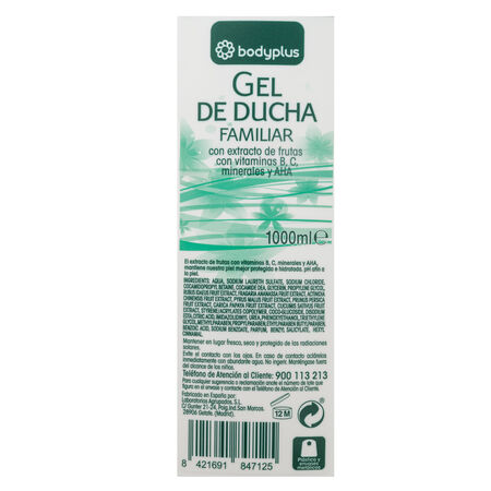 Gel de ducha Bodyplus 1l frutas formato familiar