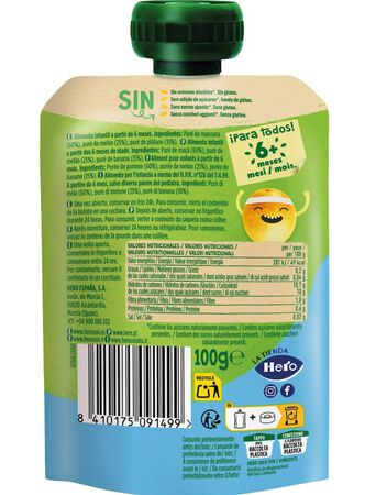 Bolsita Hero Solo Manzana, Mel&oacute;n y Pl&aacute;tano 100g