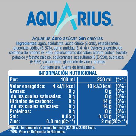 Bebida isotónica zero Aquarius 1,5l limón