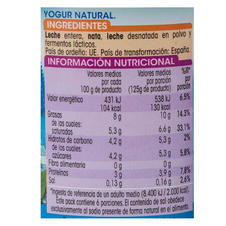 Yogur estilo griego Alipende pack 6 natural 750g