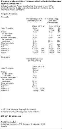 Cacao instantáneo sin gluten Nesquik 390g
