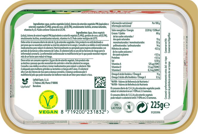 Materia grasa vegetal Pro-Activ para untar original