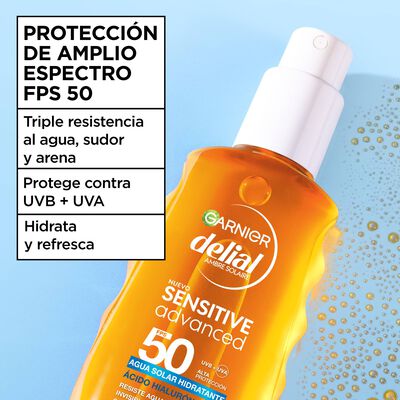 Agua solar hidratante con factor de protecci&oacute;n 50 para piel sensible Delial 150ml
