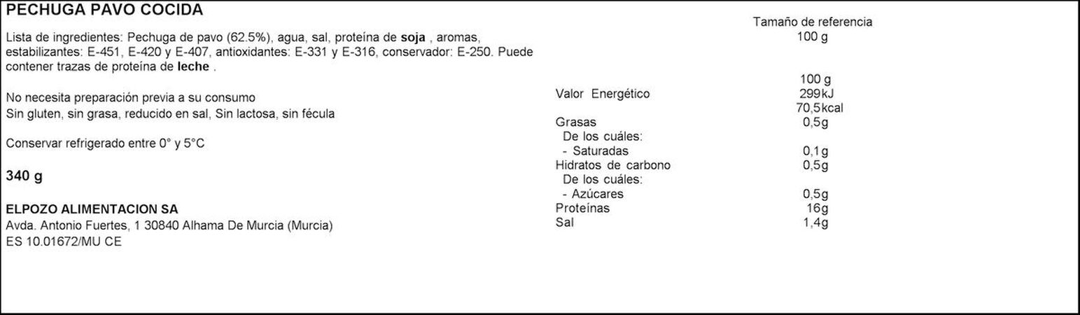 Minipechuga de pavo reducido en sal ElPozo 340g