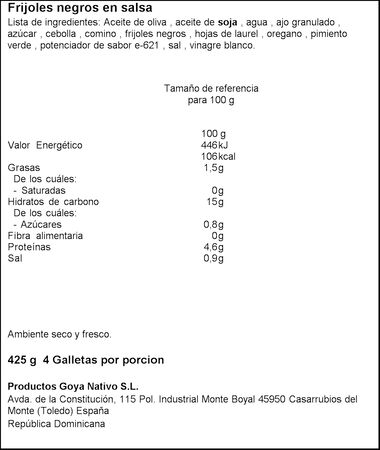 Frijoles negros guisados Goya 425G