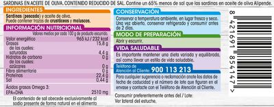 Sardinas en aceite de oliva bajas en sal Alipende 2 unidades 85g