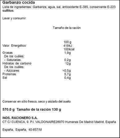 Garbanza del sur cocida Miau 400g