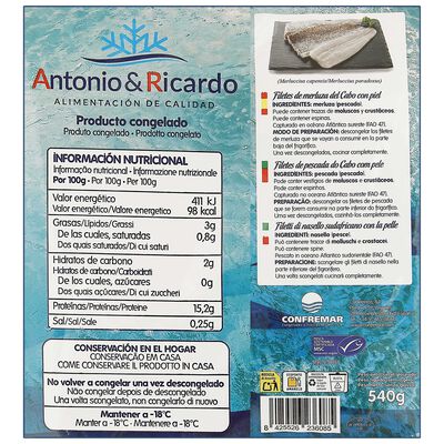 Filete de merluza del cabo A&R 540 gr con piel