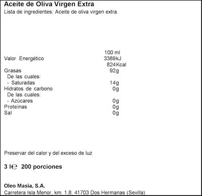 Aceite de oliva virgen extra La Masía 3l