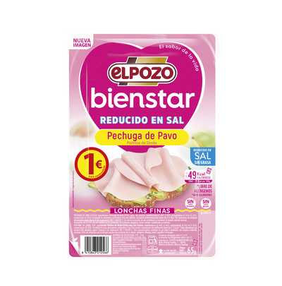 Pechuga de pavo en lonchas reducido en sal ELPOZO 65g