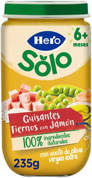 Tarro Hero Solo guisantes jamón desde 6meses 235g