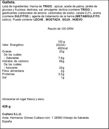 Galletas napolitanas Cuétara 426g