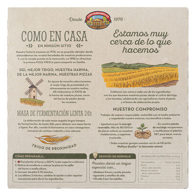 Pizza Fresca de Jamón con perlas de mozzarella Casa Tarradellas 400g