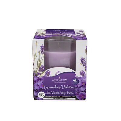 Vela perfumada en vaso aromatium Lavanda y Violeta