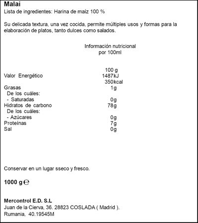 Harina de ma&iacute;z polenta Arpis 1kg