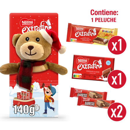 Chocolatina Nestlé 140g + peluche de navidad