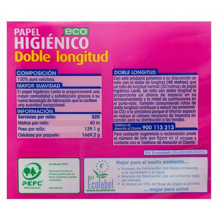 Papel higiénico Lanta 12 rollos doble rollo