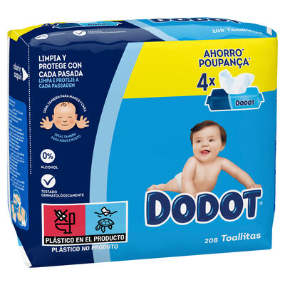 Toallitas húmedas infantiles Dodot 208 unidades pack de 4