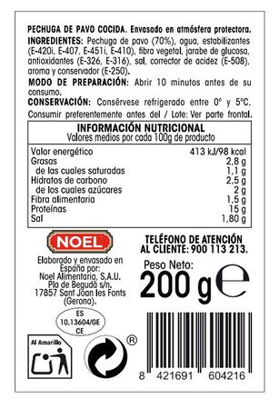 Pechuga pavo finas lonchas Alipende 200g