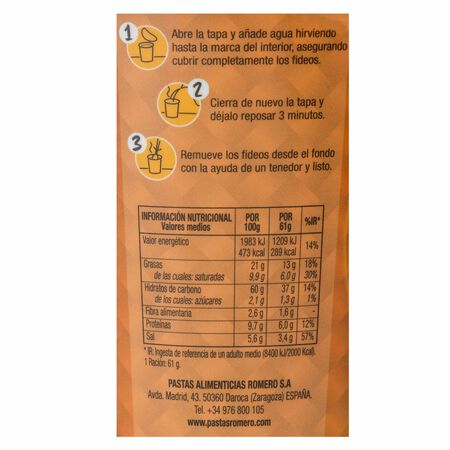 Fideos orientales Kung Food 61g pollo