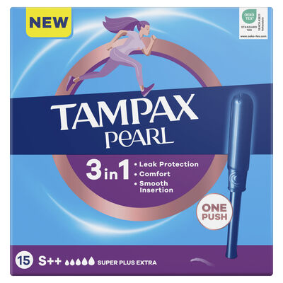 Tampón con aplicador súper plus extra Pearl Tampax 15u