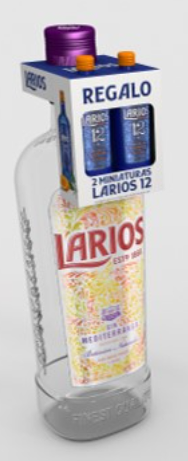Ginebra con dos miniaturas Larios 1 litro