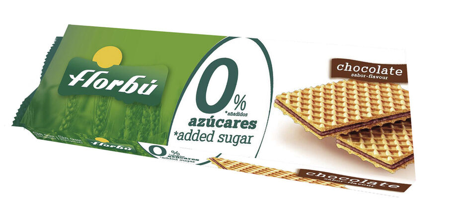 Barquillo wafer 0% azúcar añadido chocolate Florbú 150g