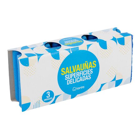 Estropajo salvauñas Lanta 3 uds azul