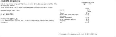 Infusi&oacute;n Pompadour 20u jengibre con lim&oacute;n