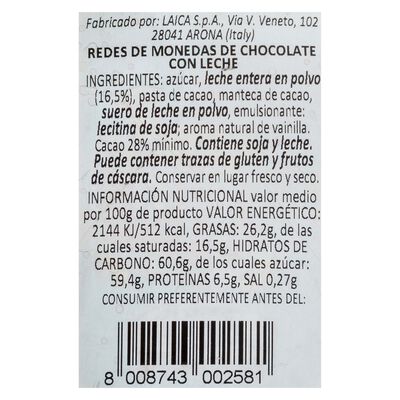 Chocolatina monedas de chocolate Laica 100g