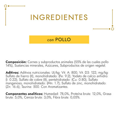 Comida h&uacute;meda gato Gourmet Gold tarrina pollo 85g