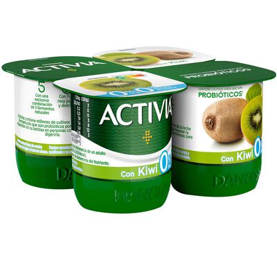 B&iacute;fidus Activia desnatado 0% materia grasa pack 4 kiwi