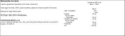 Manzanilla Pompadour 25u con an&iacute;s