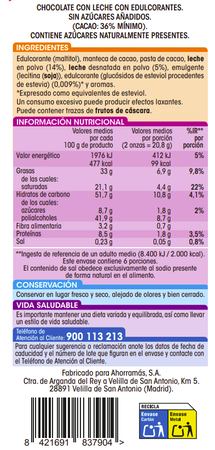 Chocolate con leche s/gluten Alipende 125g