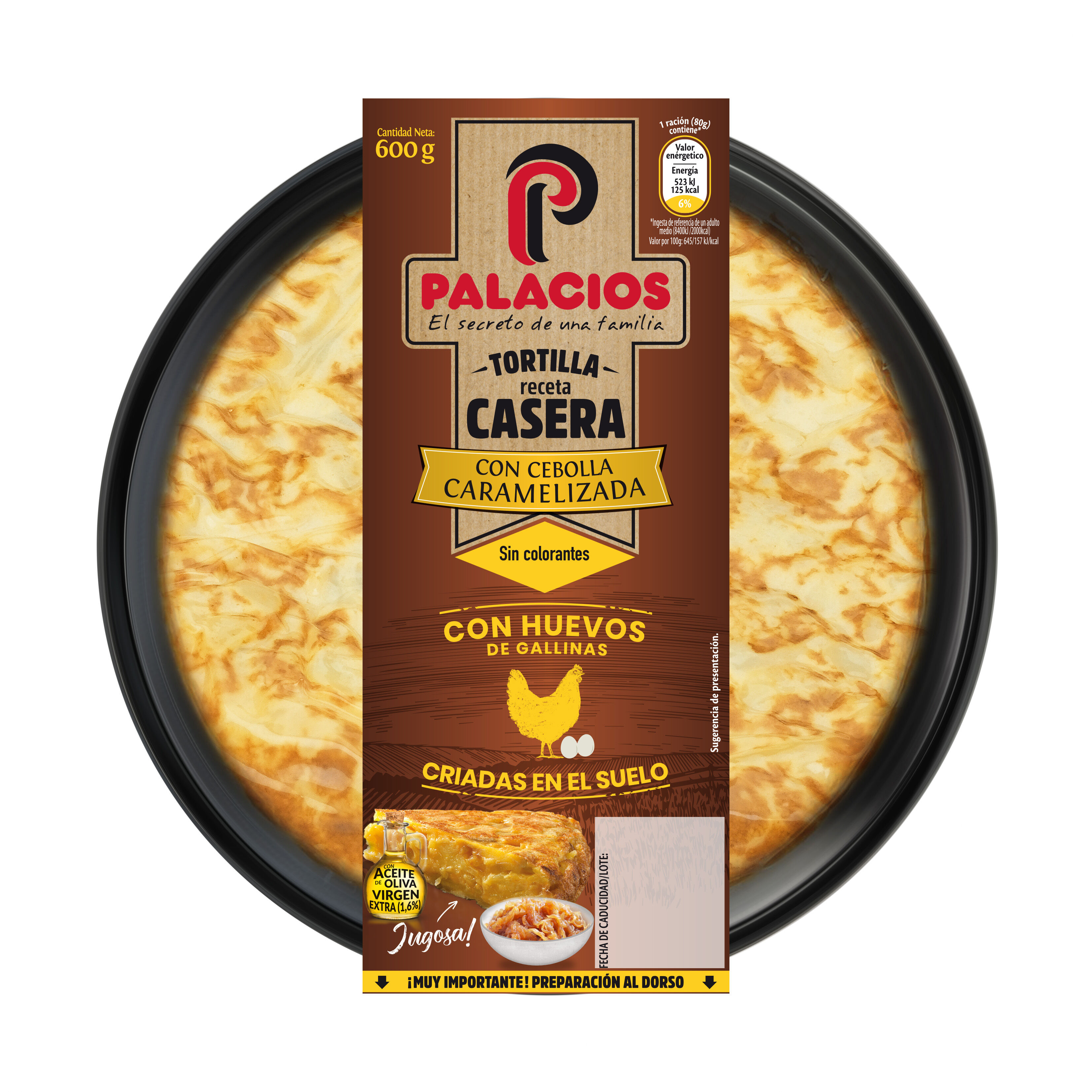 Tortilla de patata con cebolla caramelizada Palacios 600g