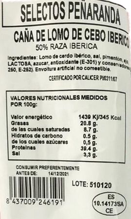 Lomo cebo 50% ibérico Emjamesa Al corte