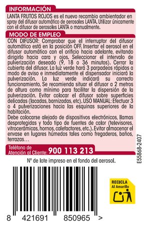 Ambientador autom&aacute;tico Lanta recambio frutos rojos