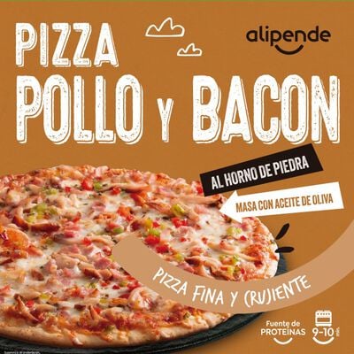 Pizza fina Alipende 375g pollo y bacon