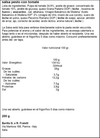 Salsa de pesto rosso Barilla 200g