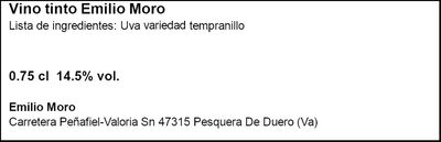 Vino tinto DO Ribera del Duero Emilio Moro