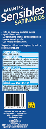 Guantes satinados Lanta sensibles talla mediana