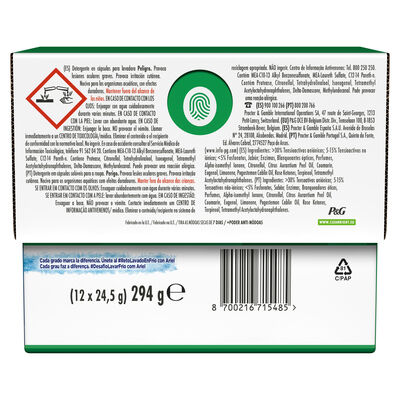 Detergente en c&aacute;psulas Ariel pods 12 lavados con toque de lenor poder quitamanchas