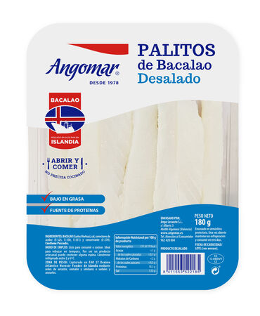 Bacalao palitos desalado Angomar 180g