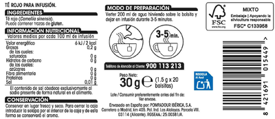 Té rojo Alipende 20u