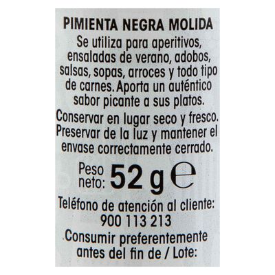 Pimienta negra molida Alipende 52g