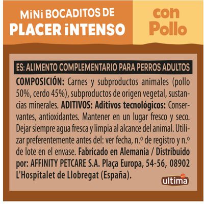 Alimento para perro Ultima Snacks Perro Mini Bocaditos Intensos Pollo 40gr.